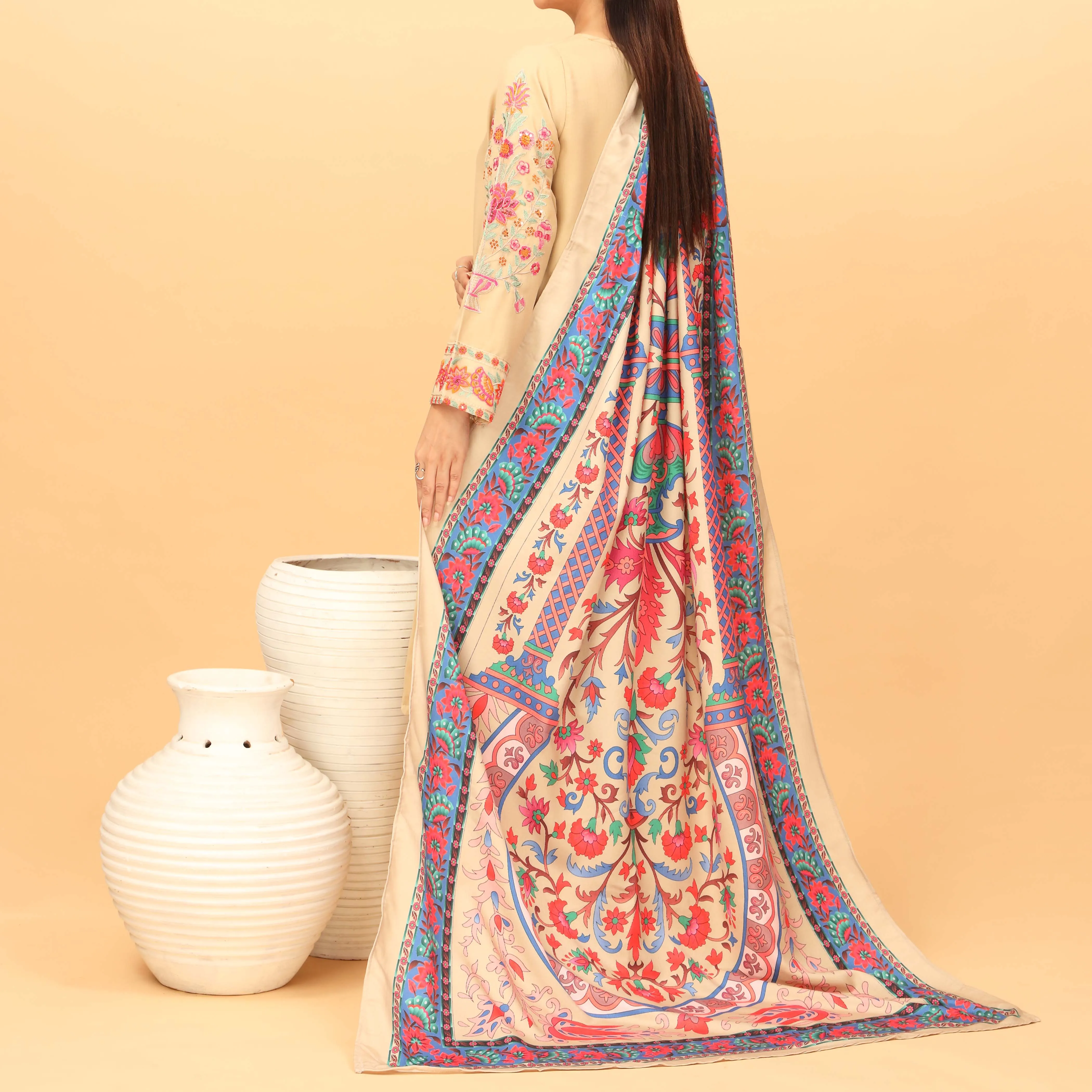 2PC- Embroidered Suit PW3017