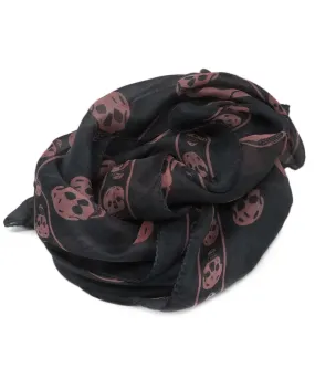 Alexander McQueen Grey & Pink Skull Scarf