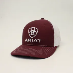 Ariat Men's White Embroidery Burgundy Cap