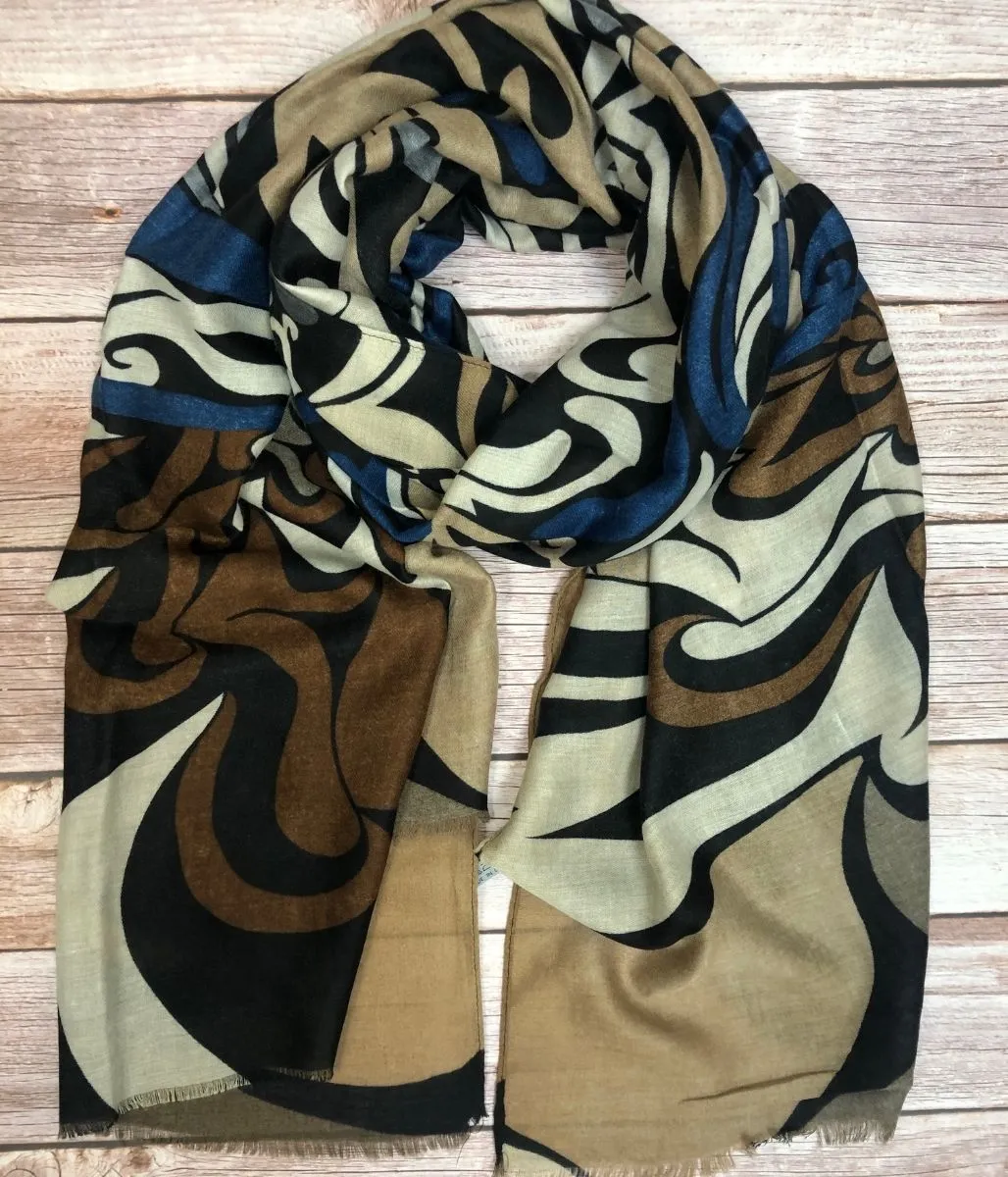 Black Baroque Print Scarf