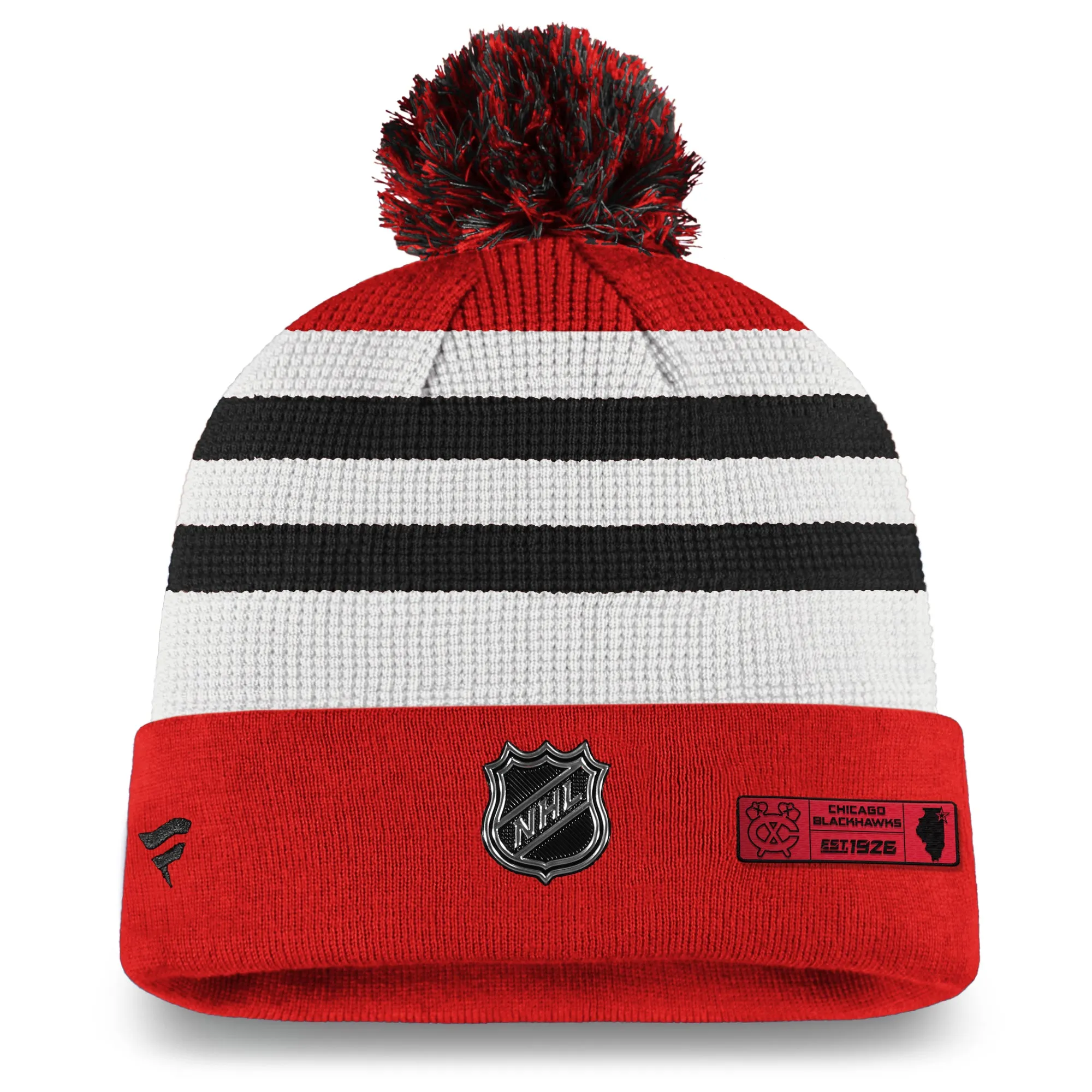 Chicago Blackhawks Fanatics Branded 2020 NHL Draft Authentic Pro Cuffed Pom Knit Toque Hat