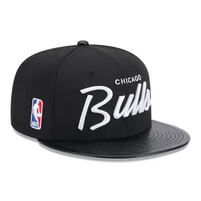 Chicago Bulls Faux Leather Visor Black 9FIFTY Snapback Cap