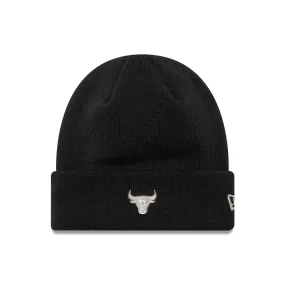 Chicago Bulls Metallic Pin Black Cuff Knit Beanie Hat