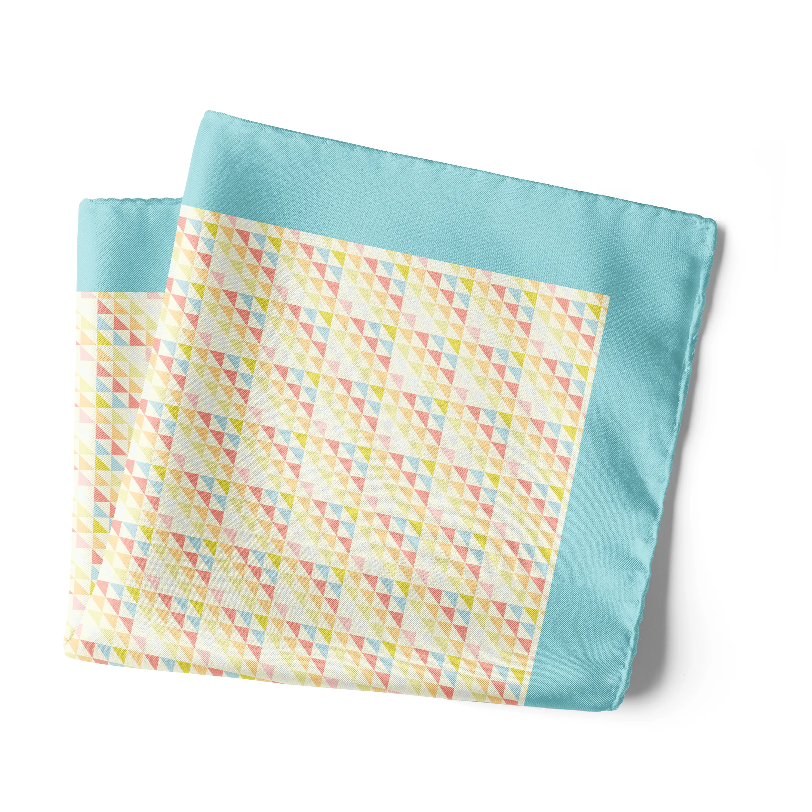 Chokore Peach & Light Blue Silk Pocket Square from the Plaids Line