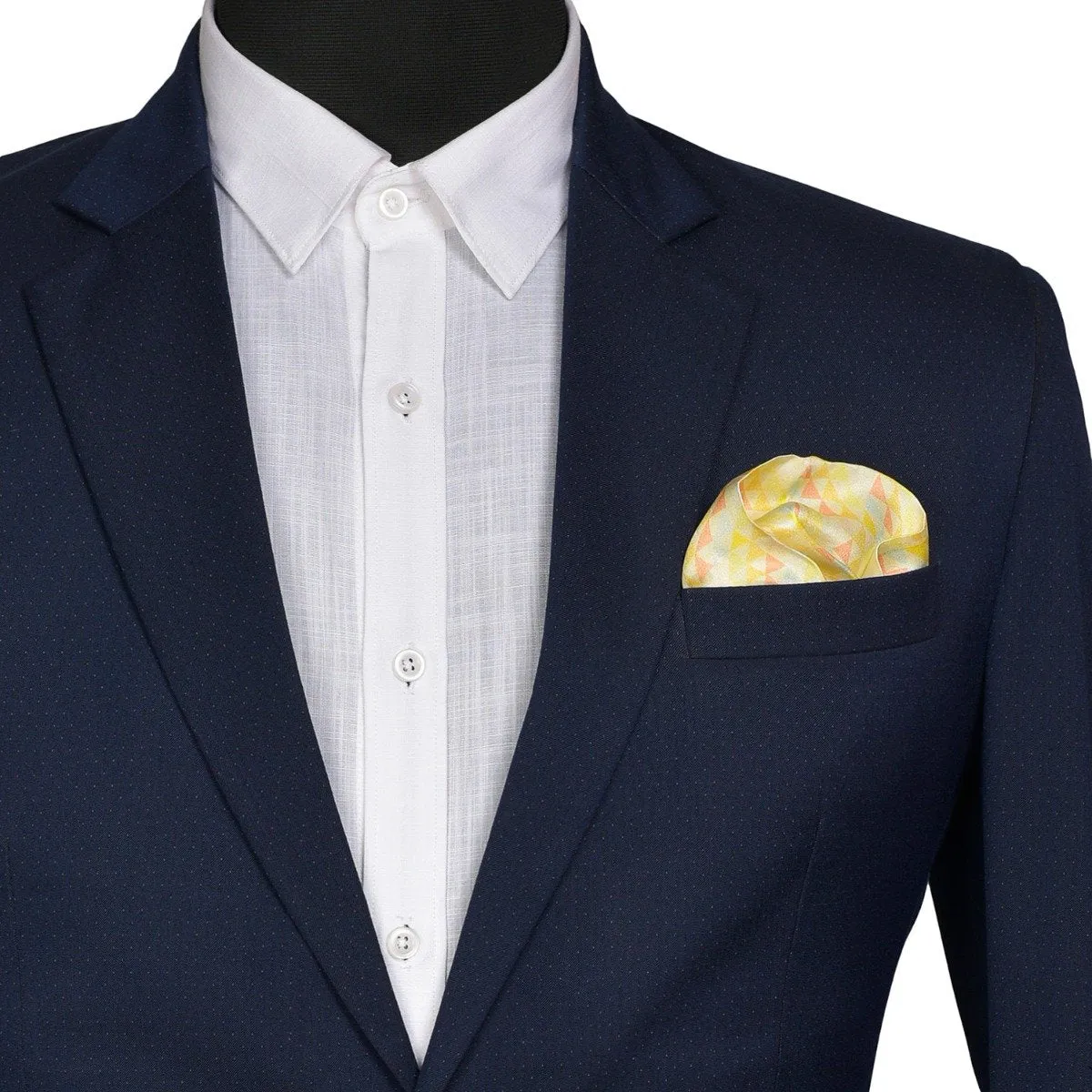 Chokore Peach & Light Blue Silk Pocket Square from the Plaids Line