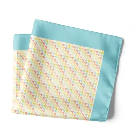 Chokore Peach & Light Blue Silk Pocket Square from the Plaids Line