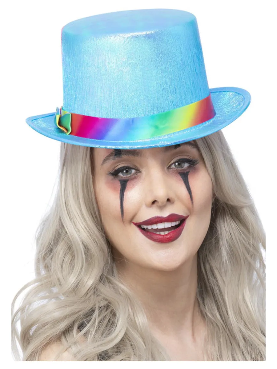 Blue Pearlised Clown Top Hat - Optimized E-commerce Product Title