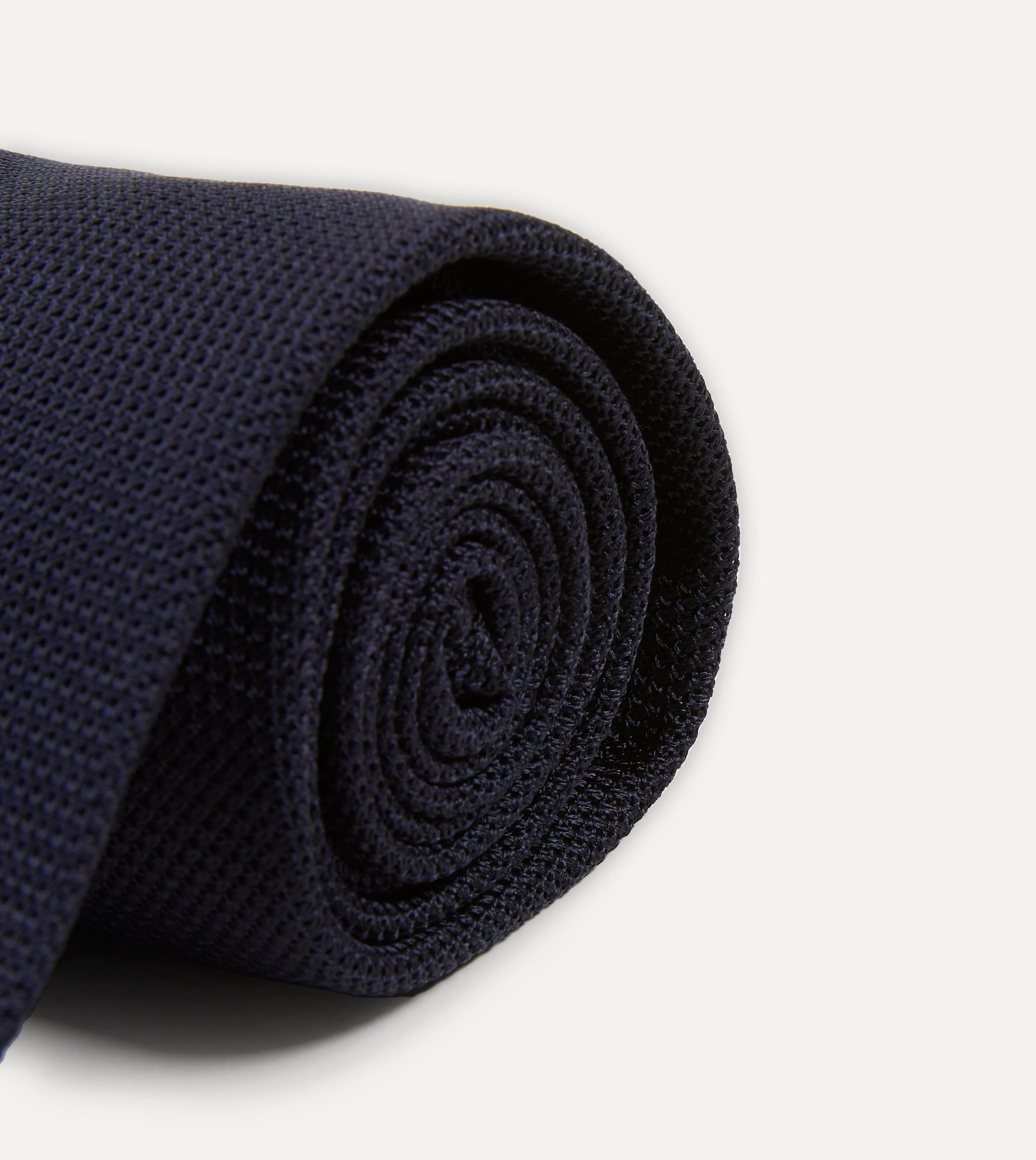 Drake's Fine Woven Grenadine Handrolled Tie / Navy