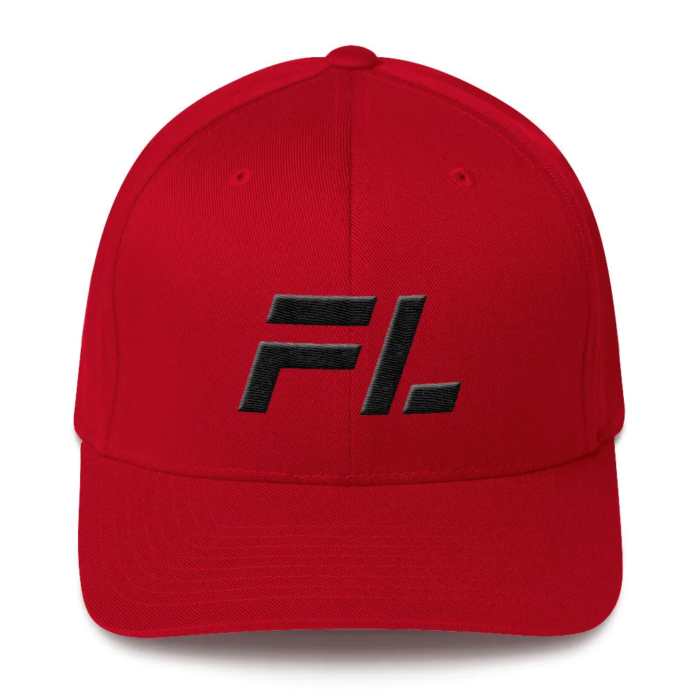 Florida - Structured Twill Cap - Black Embroidery - FL - Many Hat Color Options Available