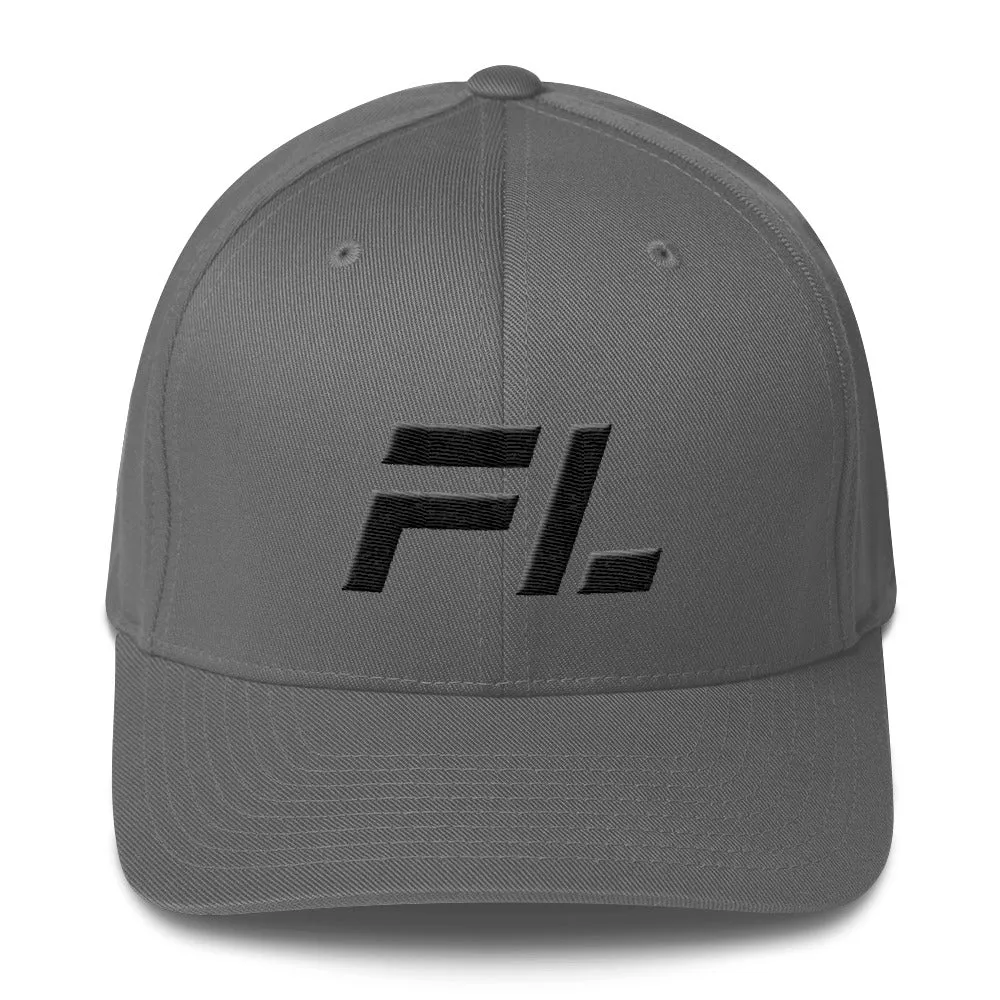 Florida - Structured Twill Cap - Black Embroidery - FL - Many Hat Color Options Available