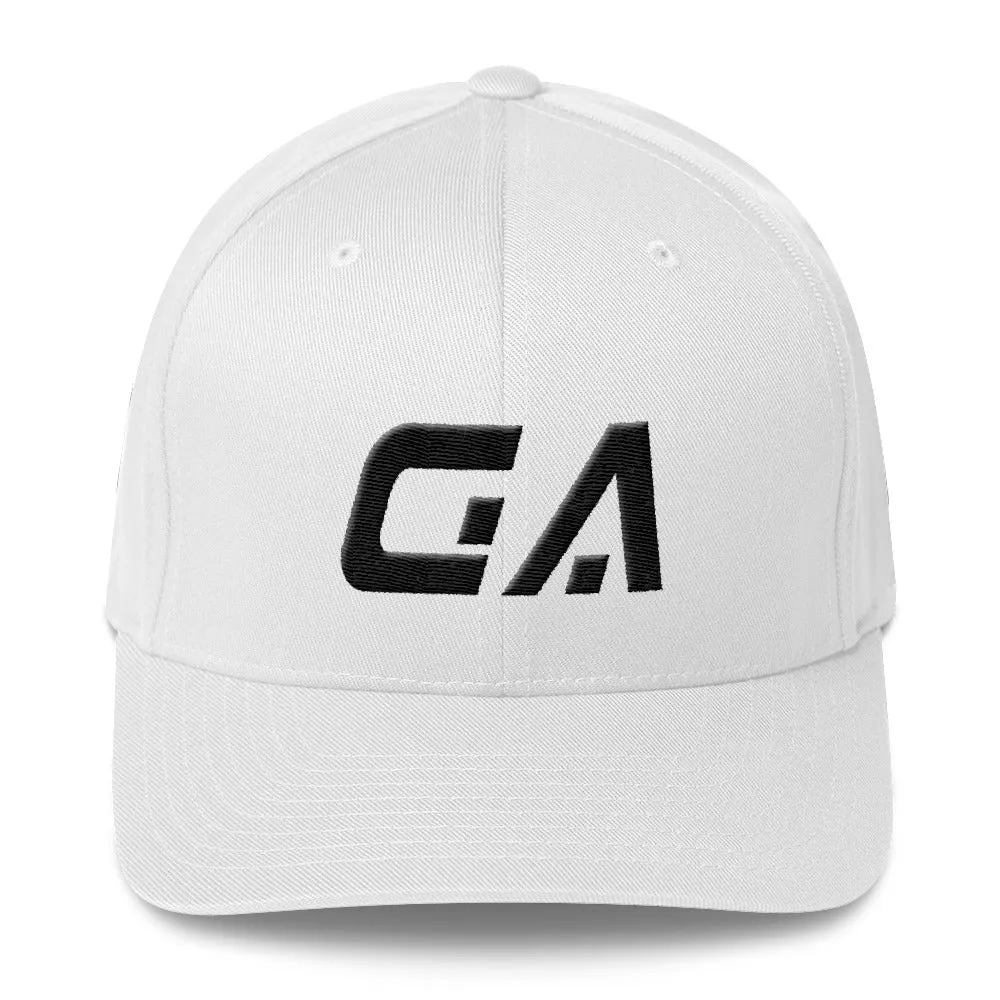 Georgia - Structured Twill Cap - Black Embroidery - GA - Many Hat Color Options Available