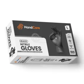 HandCare Black Nitrile Gloves - Exam Grade, Powder Free (4 Mil) 100 Cases (Bulk)