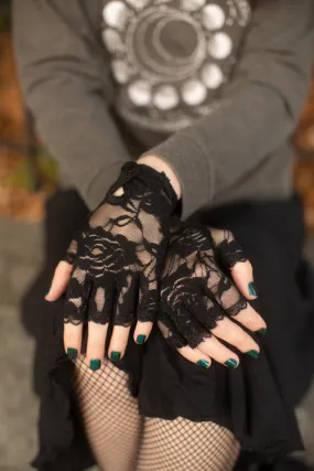 Lace Keyhole Fingerless Gloves