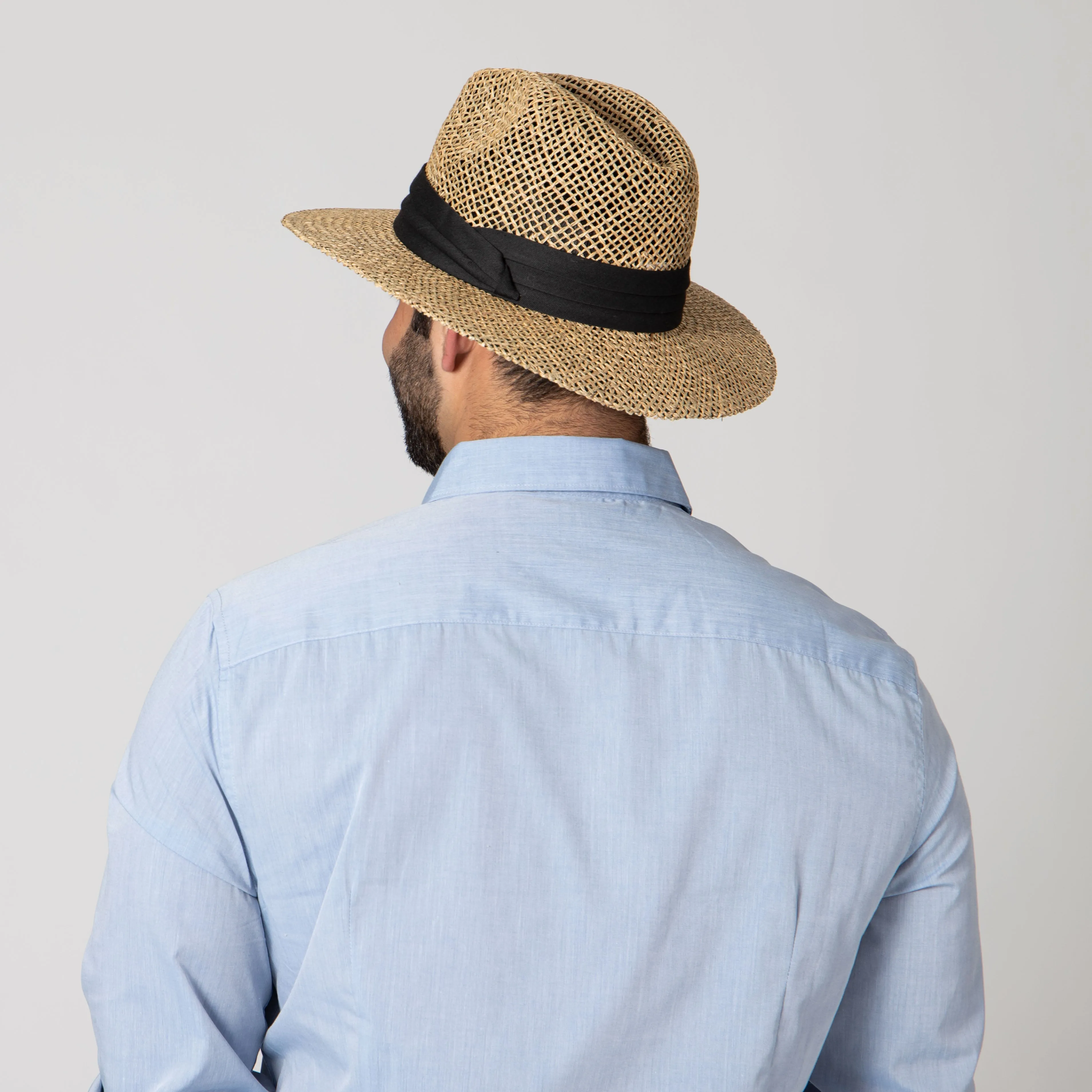 Mens Rush Straw Wide Brim Fedora