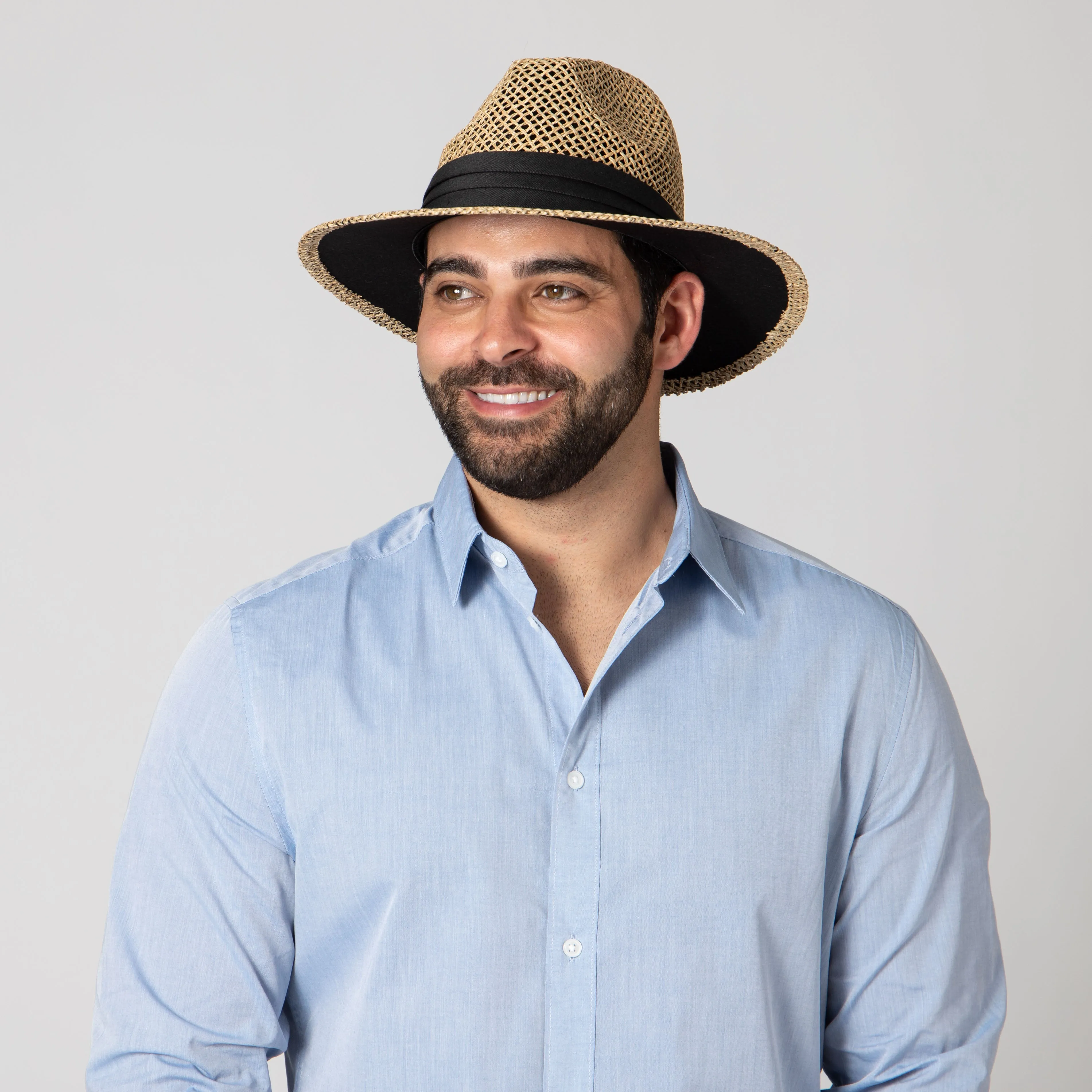 Mens Rush Straw Wide Brim Fedora