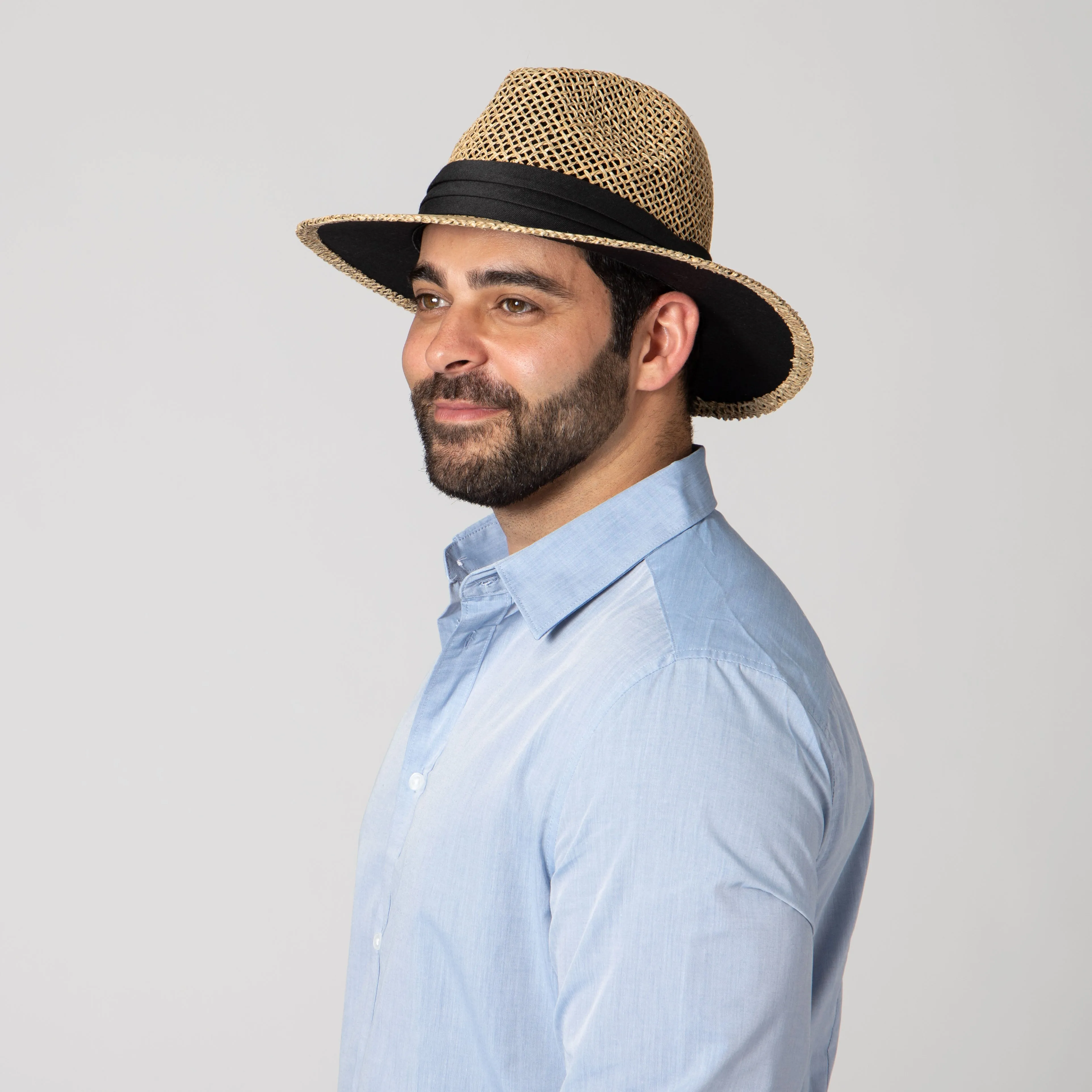 Mens Rush Straw Wide Brim Fedora