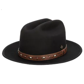 Men's Wool Felt Cowboy Hat With Embossed Faux Leather Trim