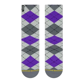 Merge4 x Spidey De Montrond Argyle Grey Bamboo Crew Socks