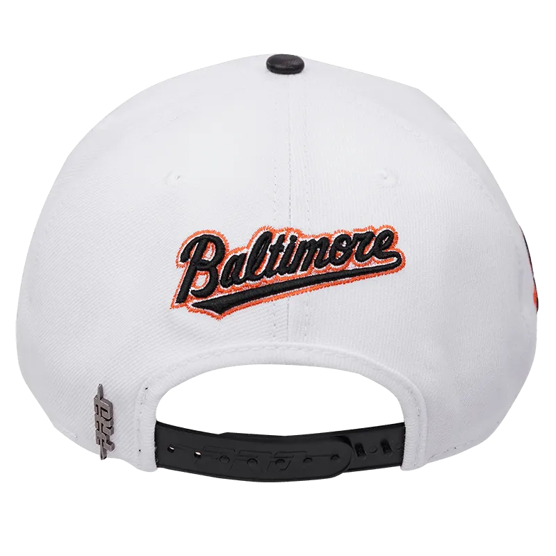 MLB BALTIMORE ORIOLES CLASSIC LOGO UNISEX SNAPBACK HAT (WHITE/BLACK)