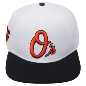 MLB BALTIMORE ORIOLES CLASSIC LOGO UNISEX SNAPBACK HAT (WHITE/BLACK)