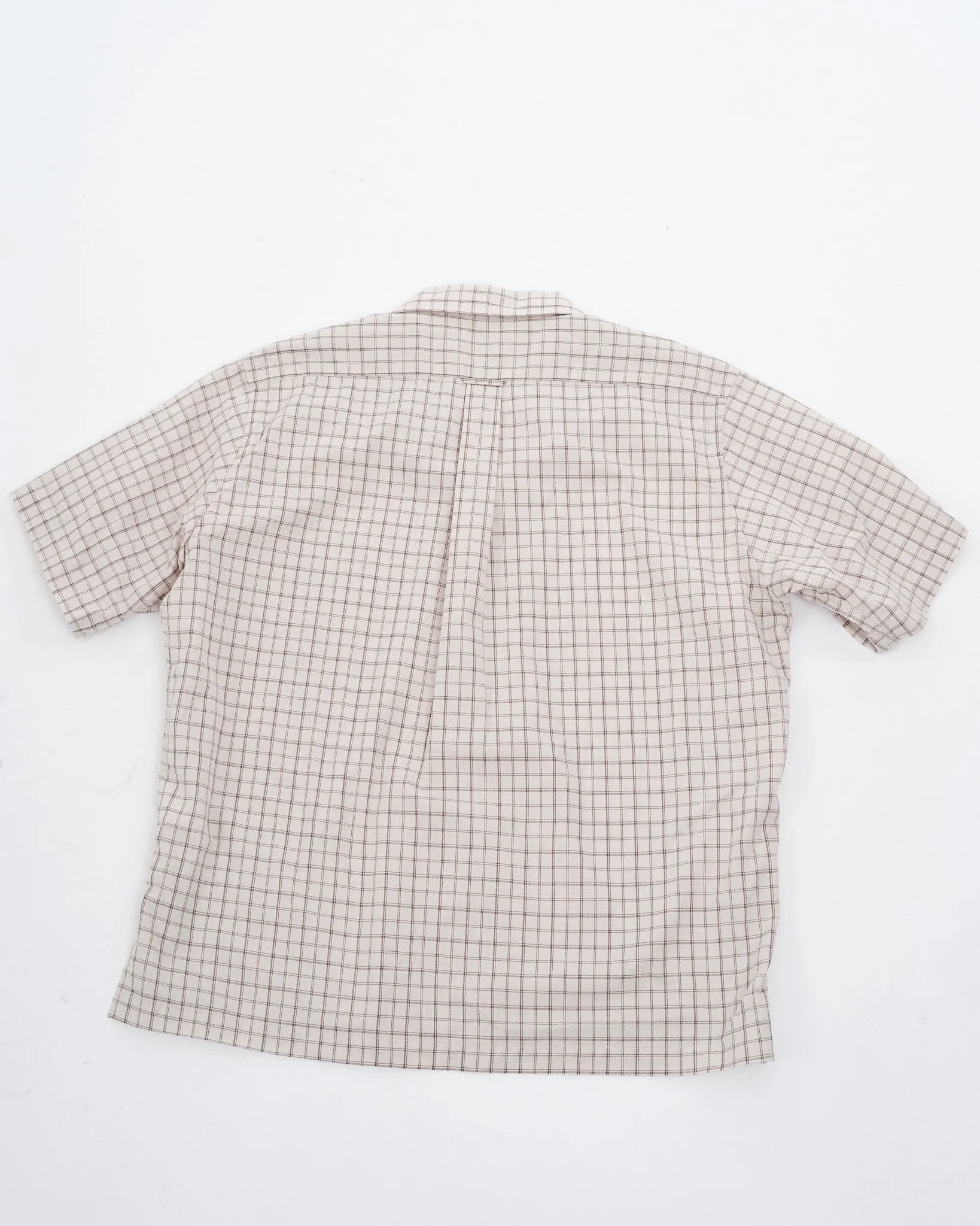 Open collar Panama Plaid S/S Shirt Beige