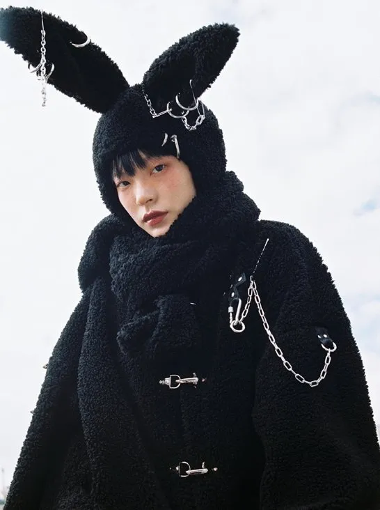 Plush Scarf Piercing Rabbit Hat【s0000000487】