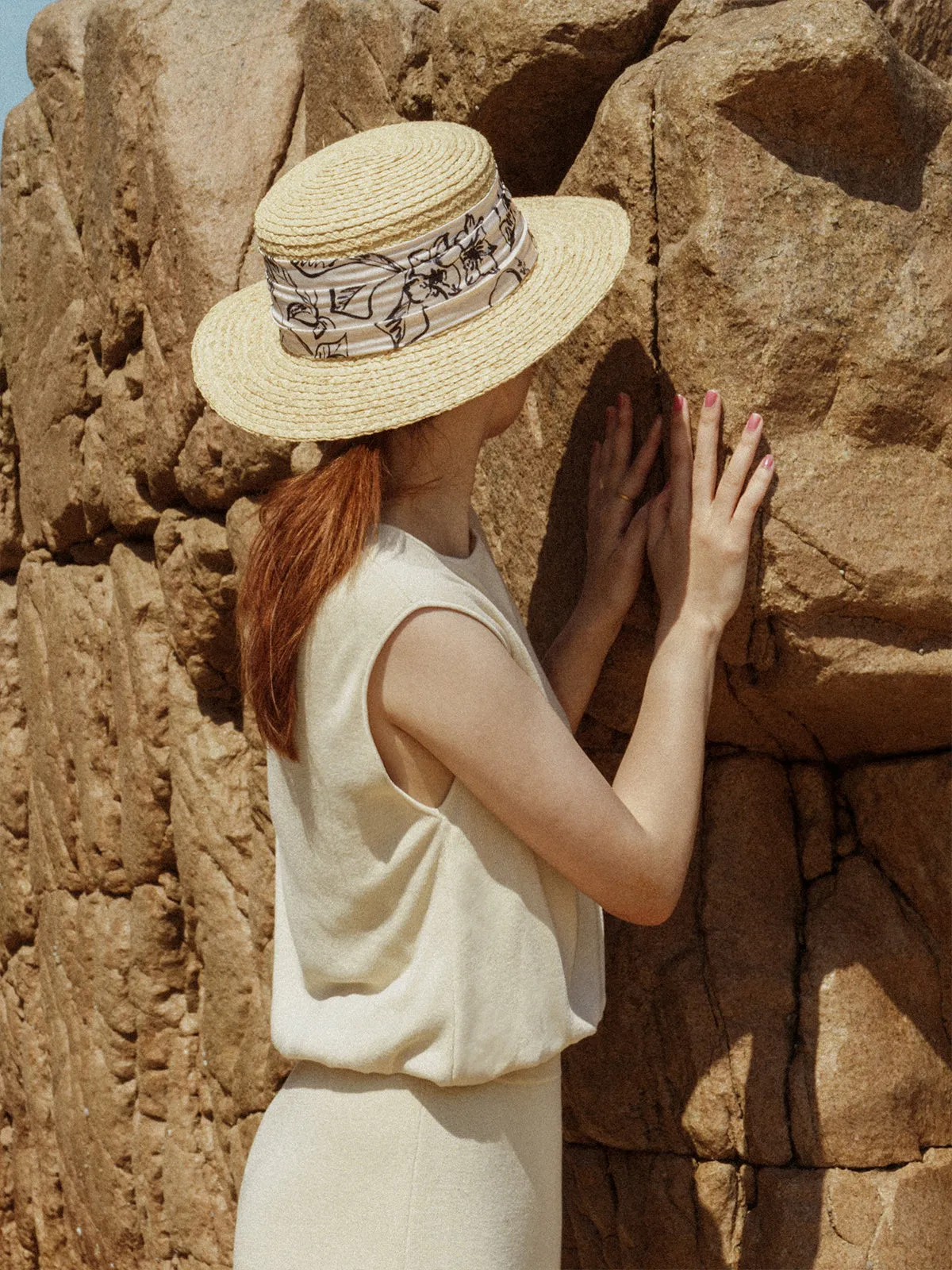 "La Isla" Straw Hat with Ribbon Band - Cream