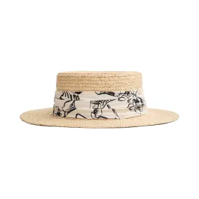 "La Isla" Straw Hat with Ribbon Band - Cream