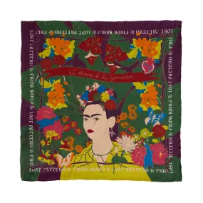 "Los Amores de Frida" Silk Pocket Square - Dark Green