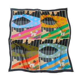 "Seasons in the Park" Silk Scarf - Black