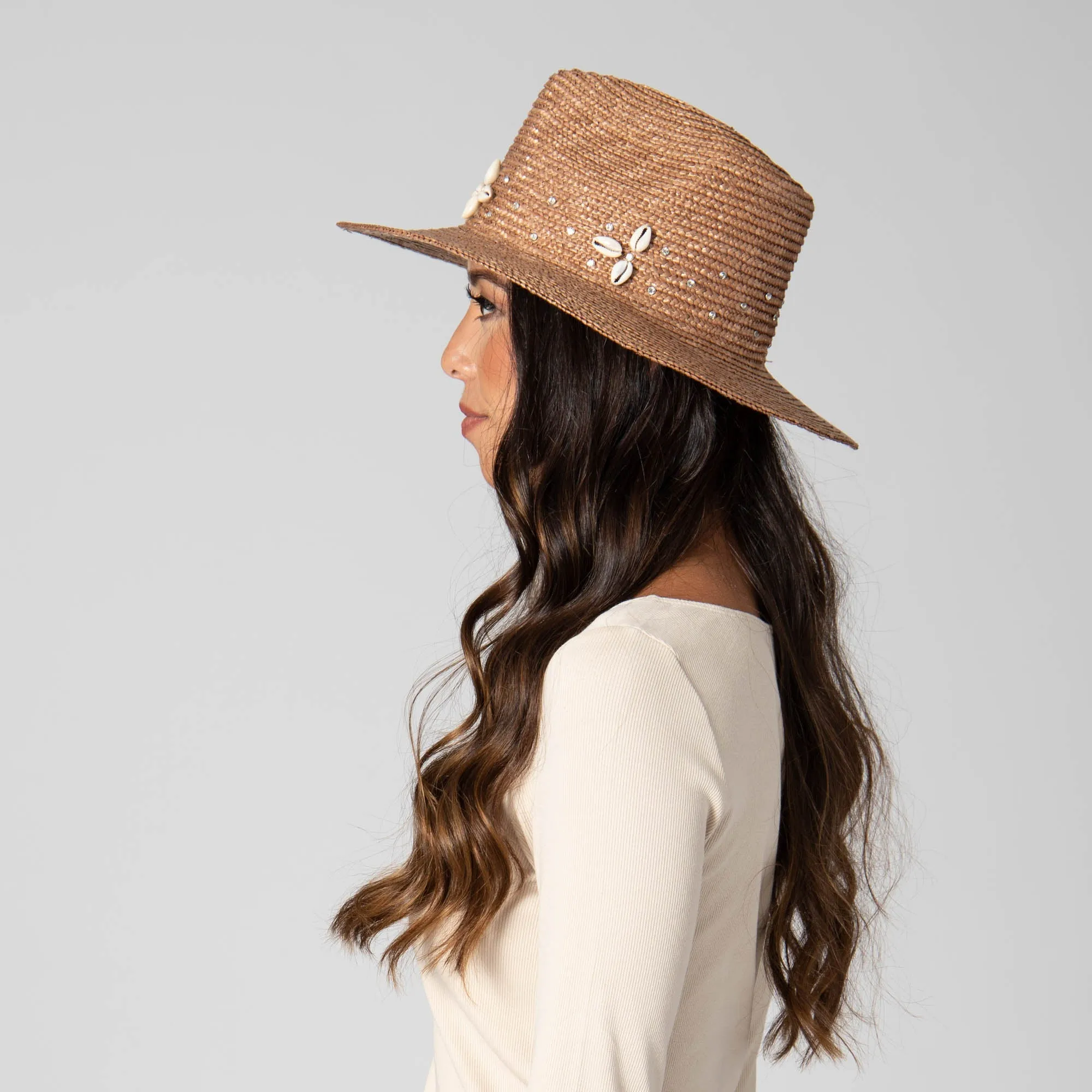 Resort Ready - Wheat Straw Fedora with Glam Details