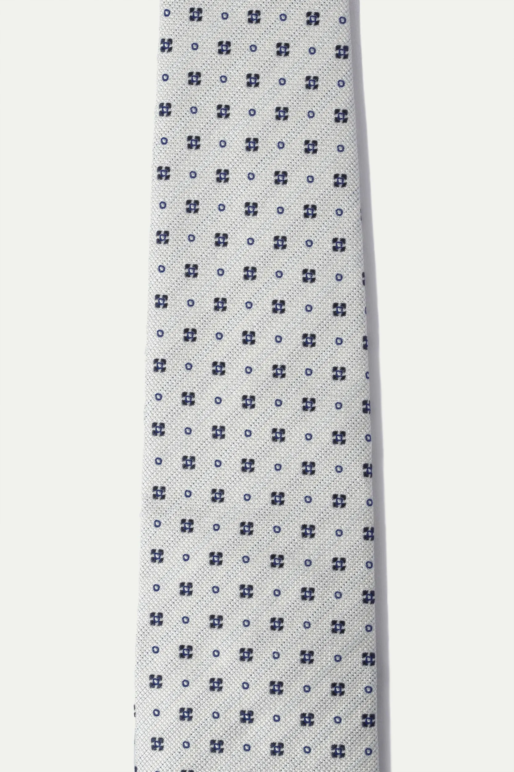 Silver jacquard silk tie - Made In Italy