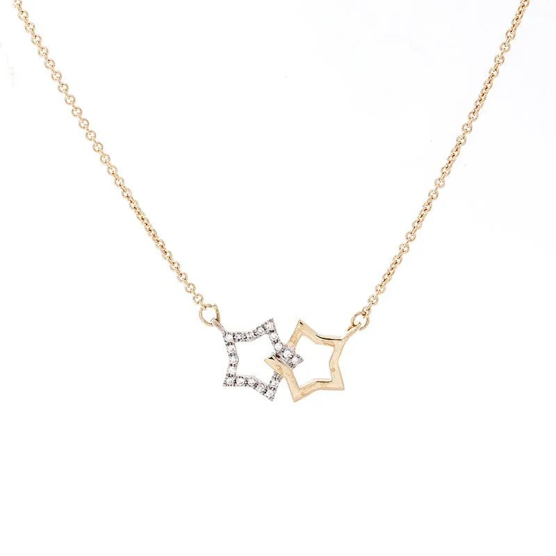 Two-Tone Double Star Necklace