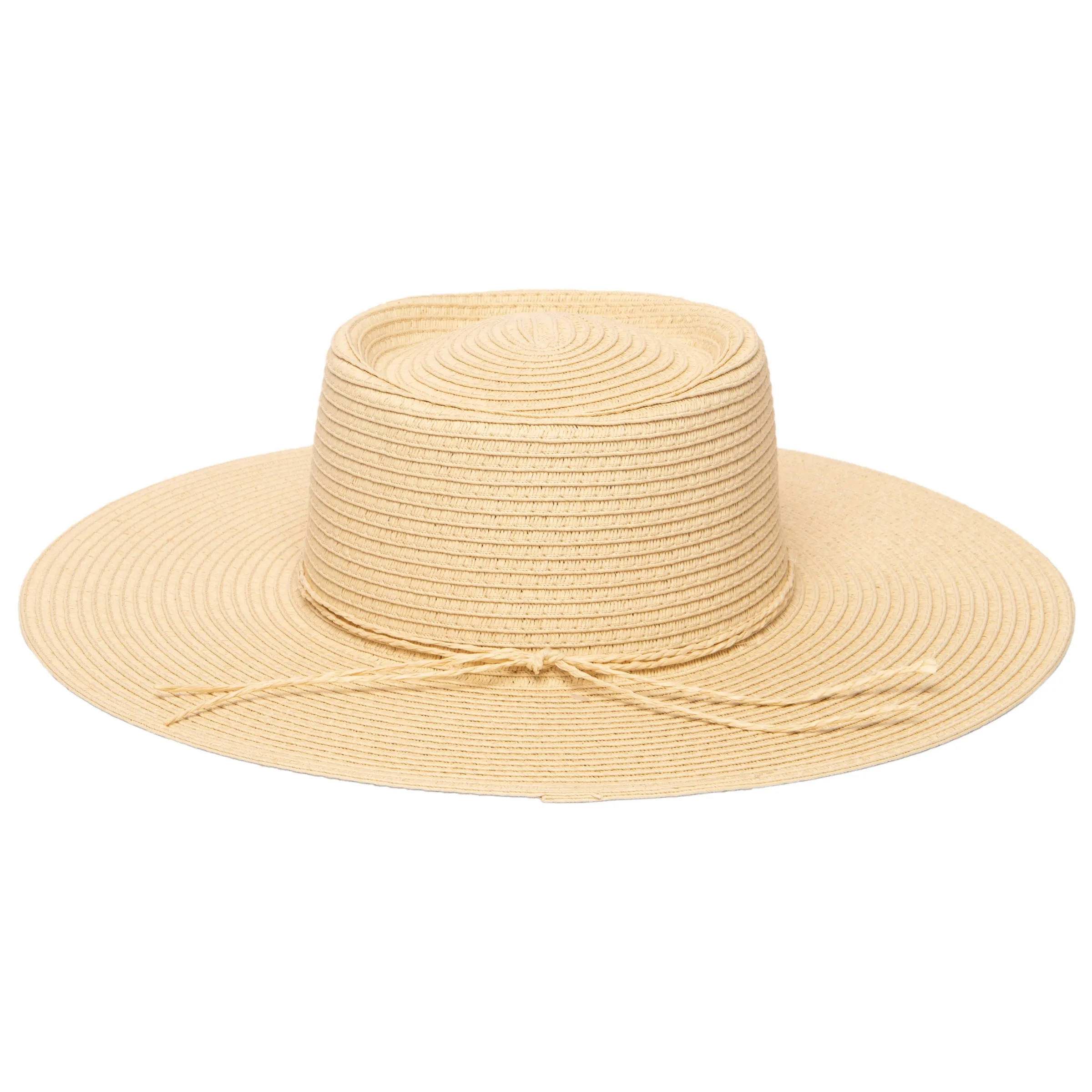 Women's large brim oval crown boater